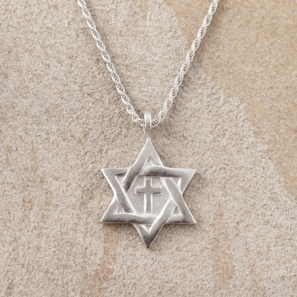 925 Sterling Silver Star of David Cross Durable Custom Engravable Necklace