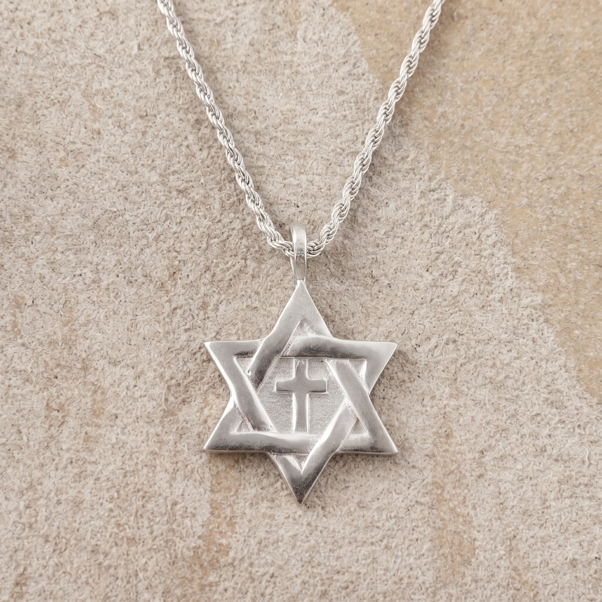 925 Sterling Silver Star of David Cross Durable Custom Engravable Necklace