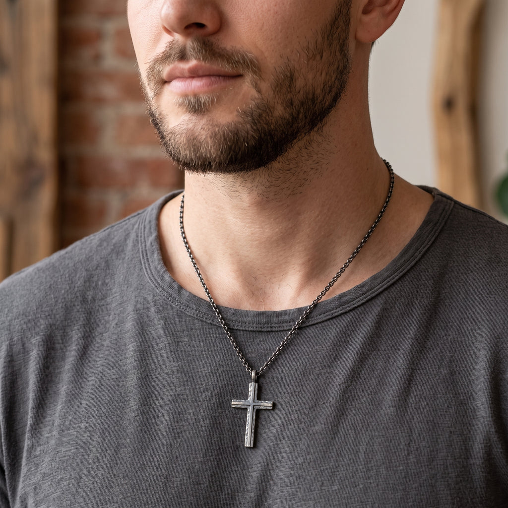 925 Sterling Silver Custom Engravable Holy Cross Faith Pendant Necklace