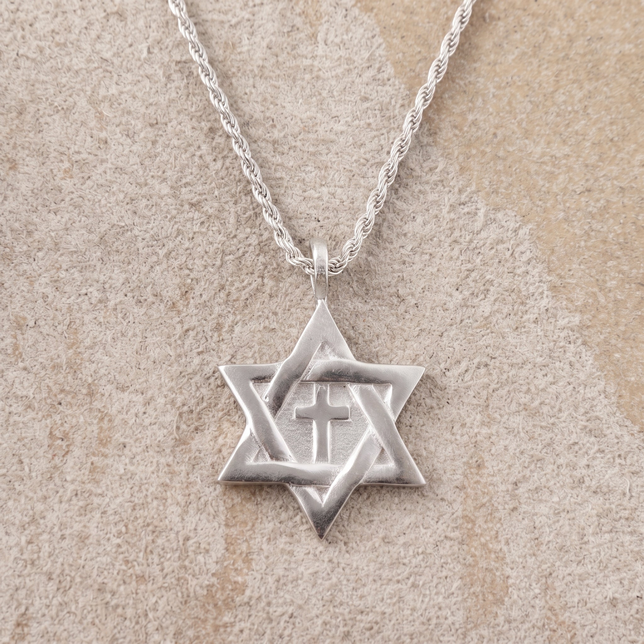 925 Sterling Silver Star of David Cross Durable Custom Engravable Necklace