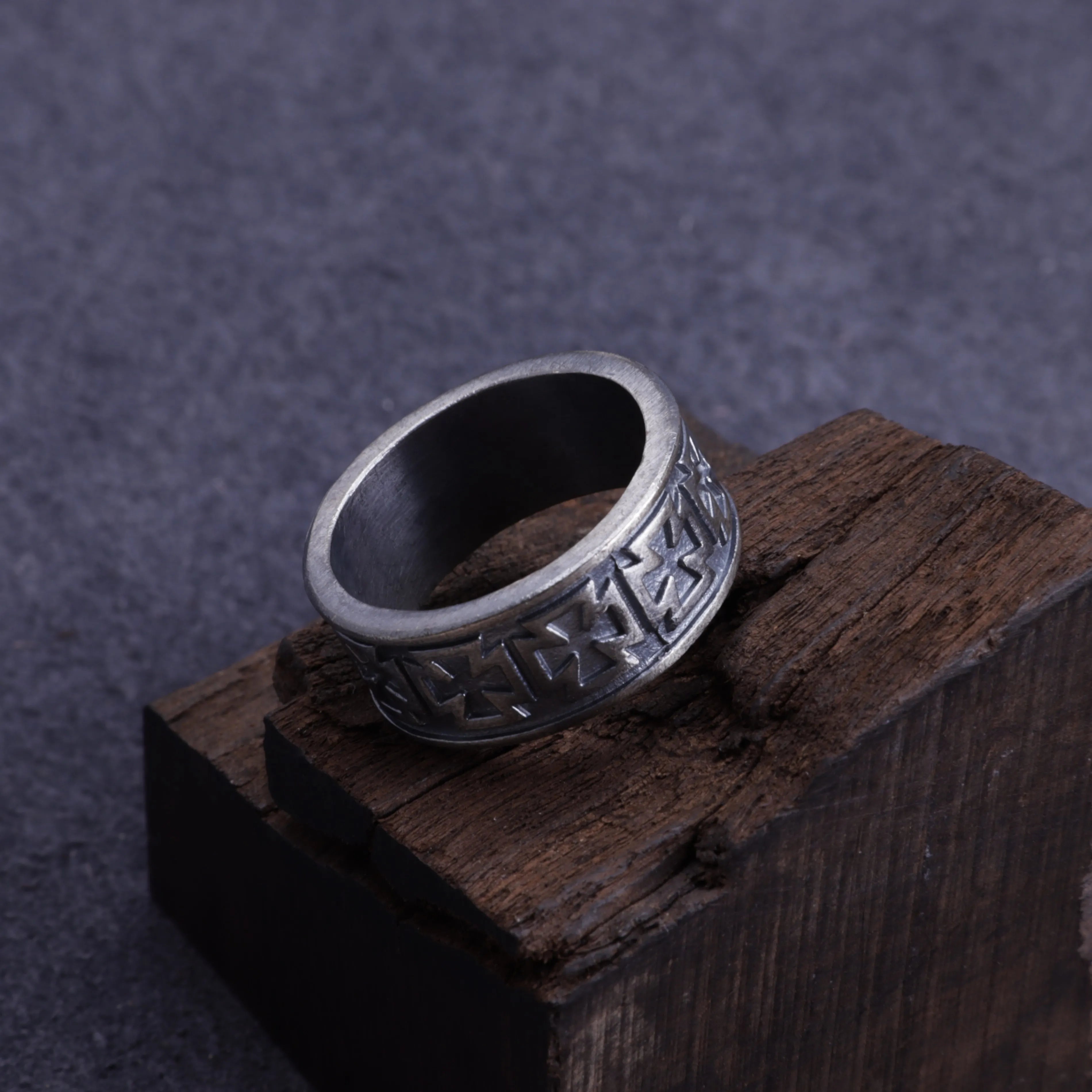 Custom Men's Maltese Cross Ring - Engraved Vintage 925 Sterling Silver Band