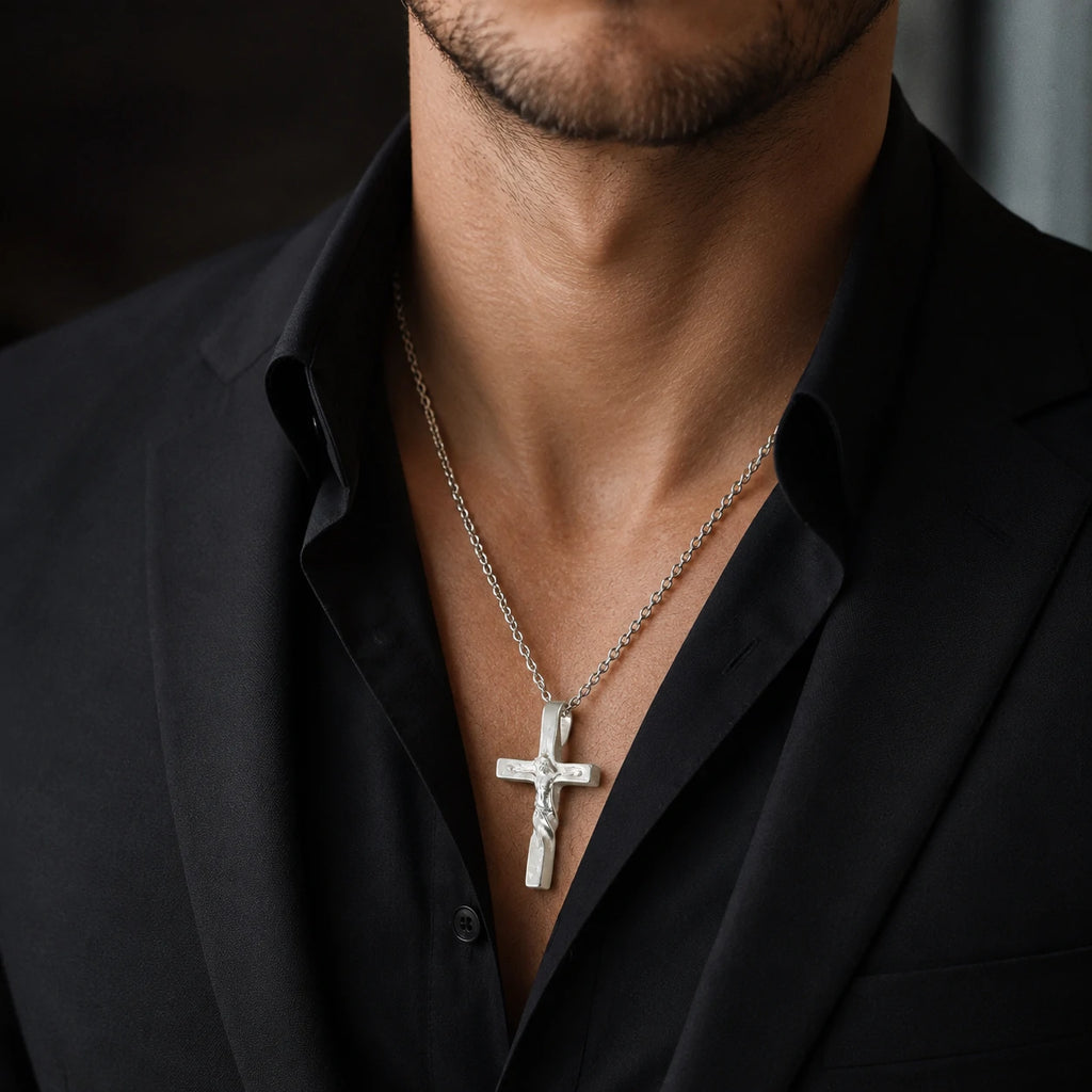 Enduring Hope Crucifix Necklace, Genuine 925 Sterling Silver Spirit of Fortitude Pendant