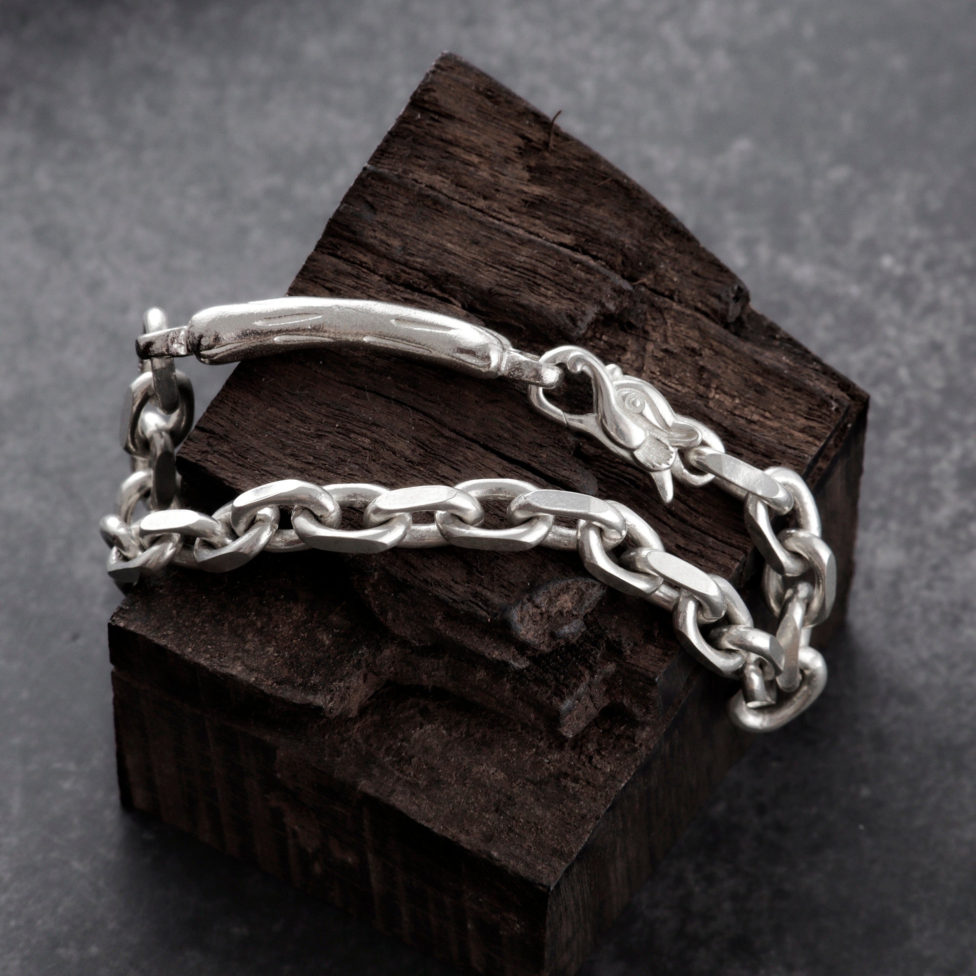 Dragon Skeleton Chain Bracelet, 925 Sterling Silver Beast Bone Link Cable Wristband