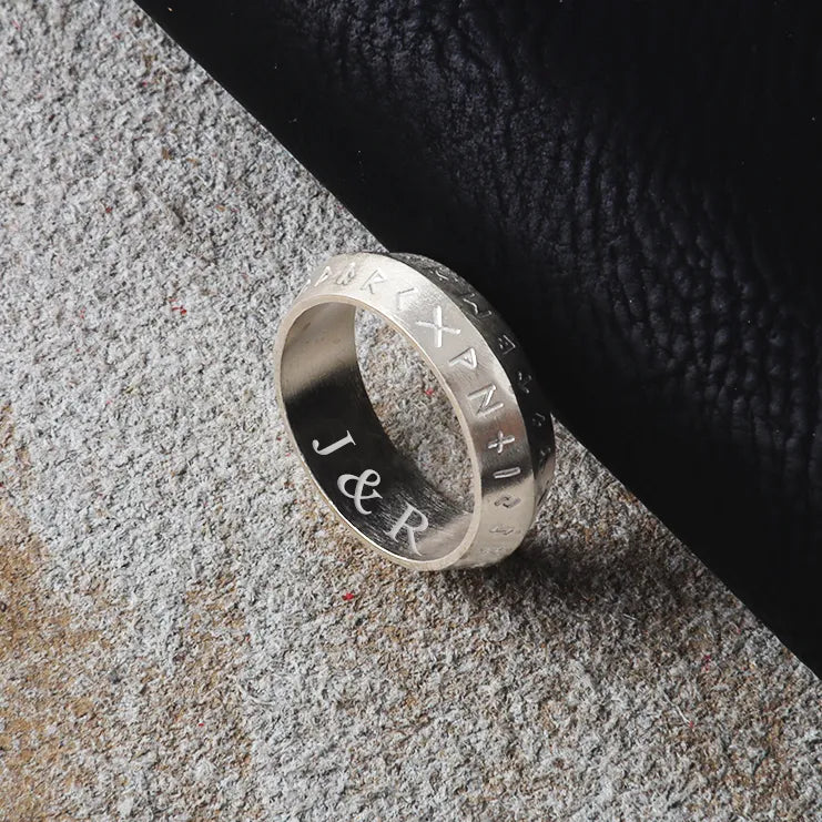 Antique 925 Sterling Silver Viking Rune Ring Custom Engrave Inside Band Talisman Gift
