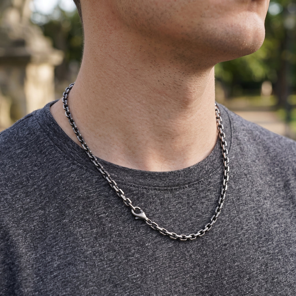 Men's 925 Sterling Silver Cable Chain Necklace