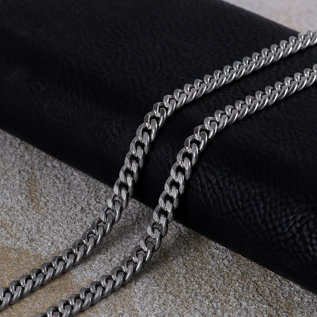 Sterling Silver Cuban Chain, Unique Dragon Head Lobster Clasp, 3mm–8mm Sizes, Birthday Gift for Men