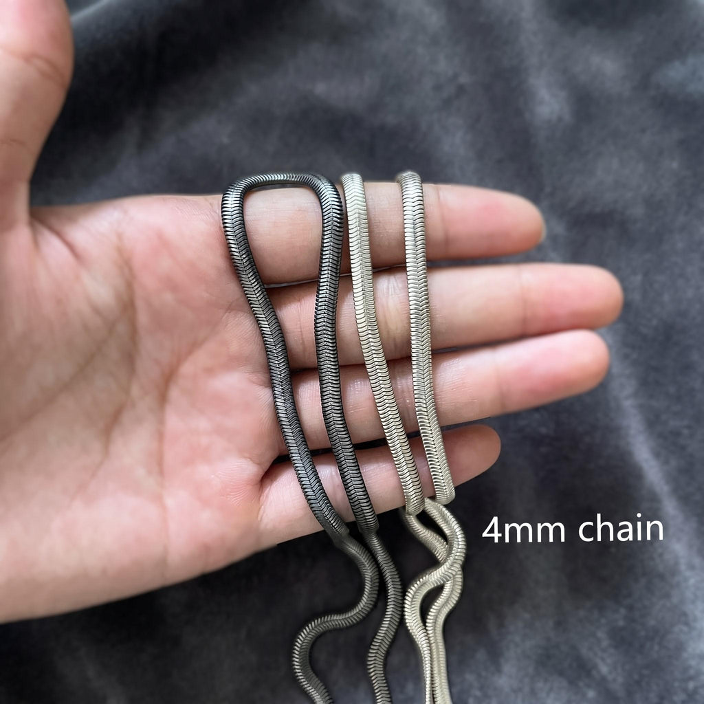 Men's 925 Sterling Silver Flat Snake Chain Necklace