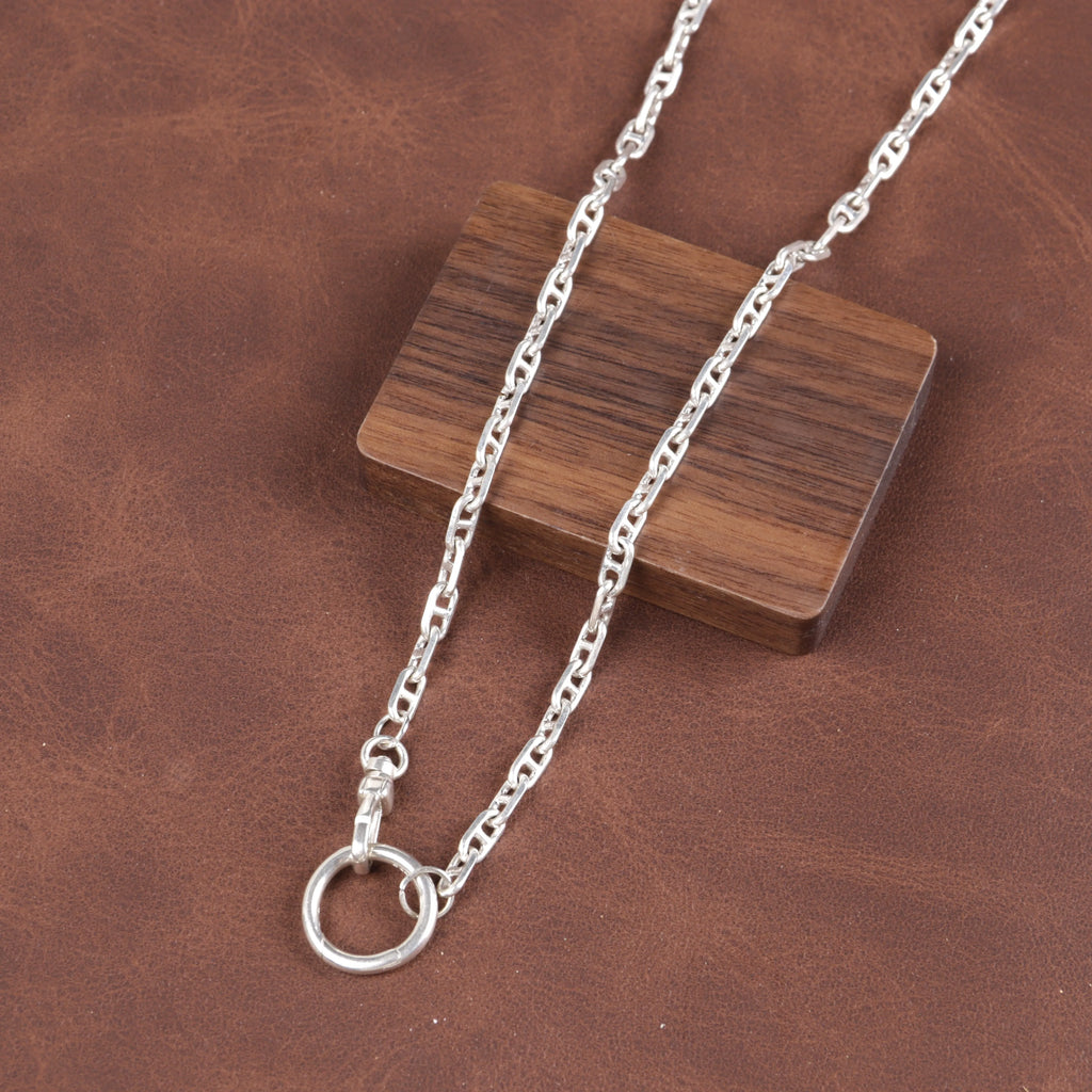 Unisex 925 Sterling Silver Mariner Anchor Chain Necklace-Spring Clasp for Pendant