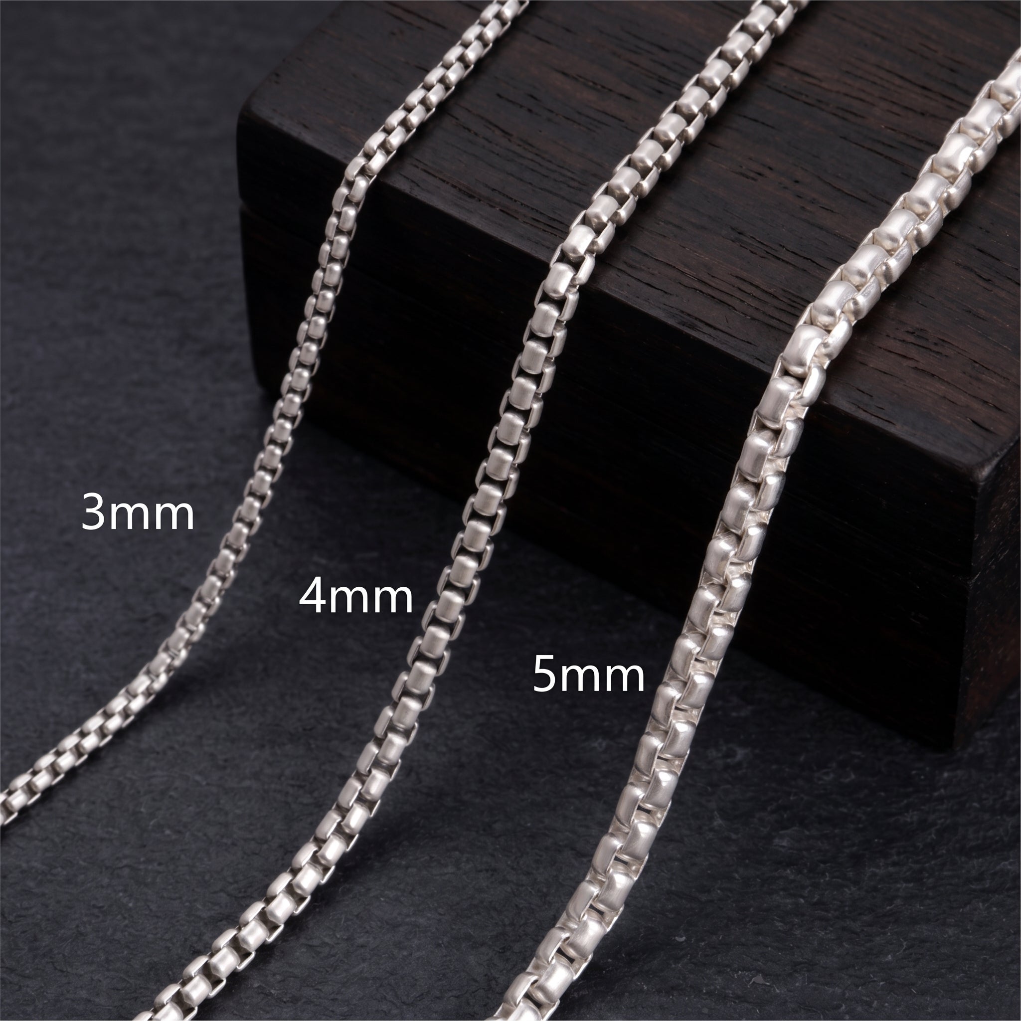 925 Sterling Silver Round Box Chain Necklace for Men & Women