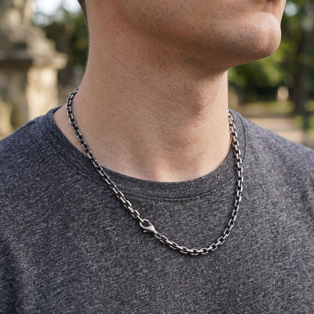 Men's 925 Sterling Silver Cable Chain Necklace