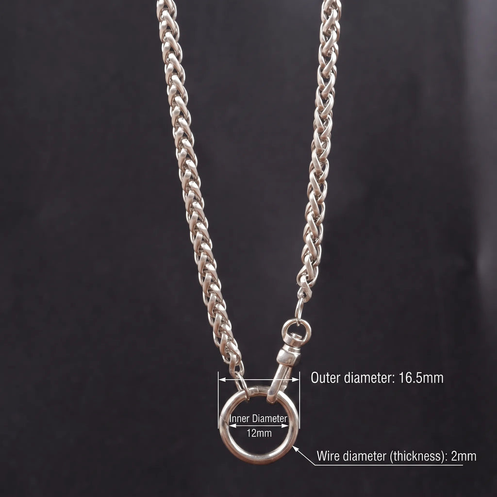 Unisex 925 Sterling Slver Wheat Chain Necklace with Spring Clasp-Pendant Holder