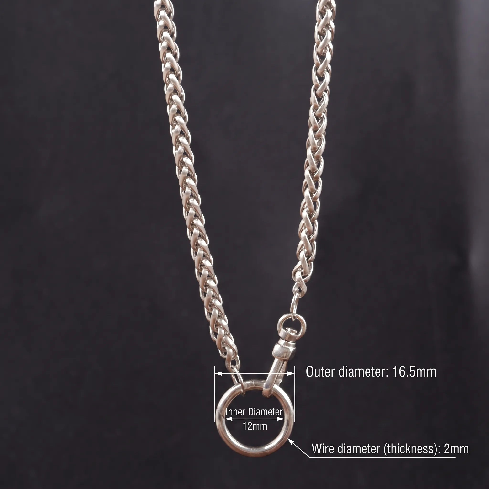 Unisex 925 Sterling Slver Wheat Chain Necklace with Spring Clasp-Pendant Holder