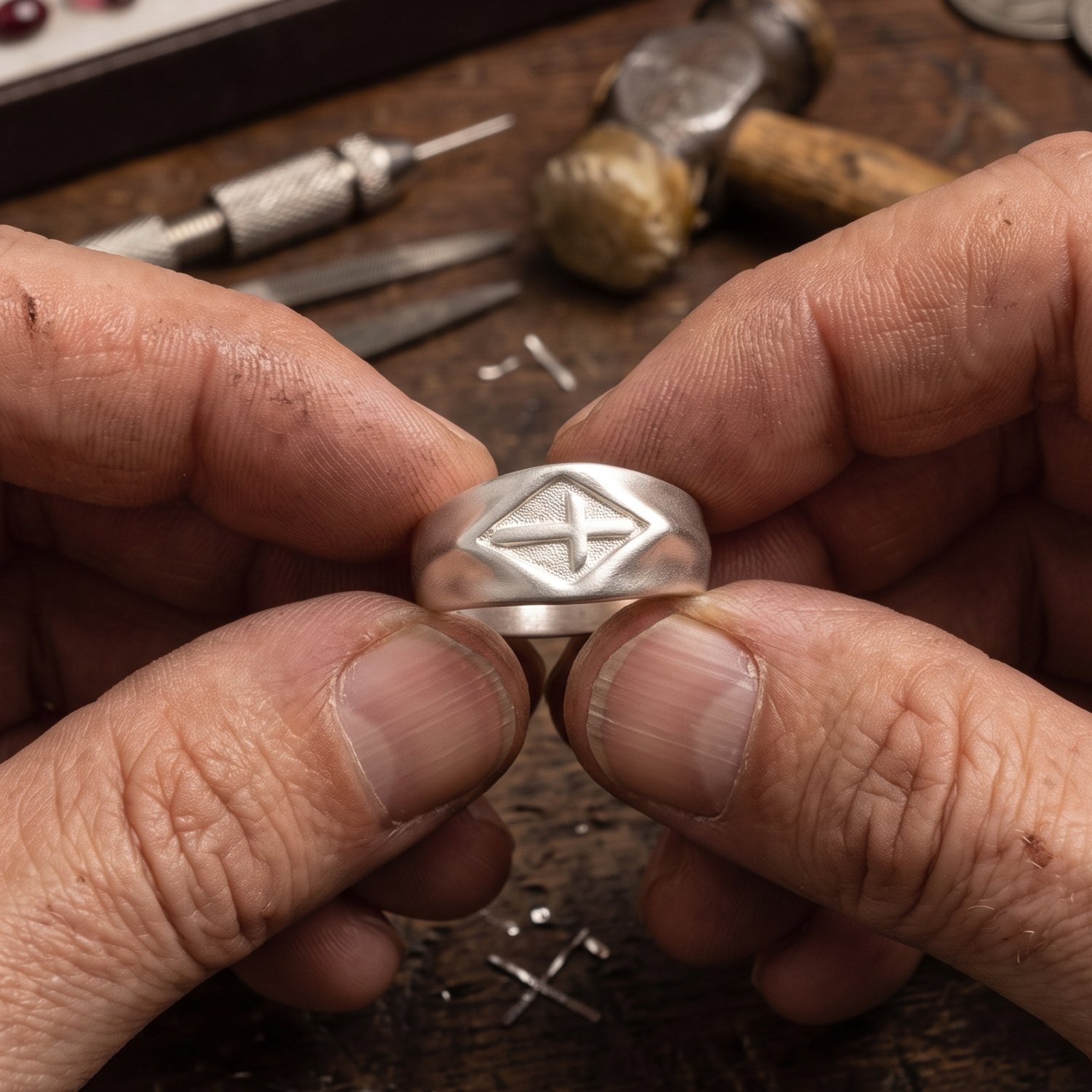 Vintage Templar Cross Signet Ring, Custom Engraved Sterling Silver Band, Personalized Faith Religious Ring for Men