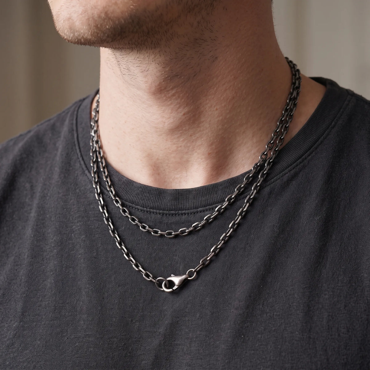 Men's 925 Sterling Silver Anchor Chain Necklace