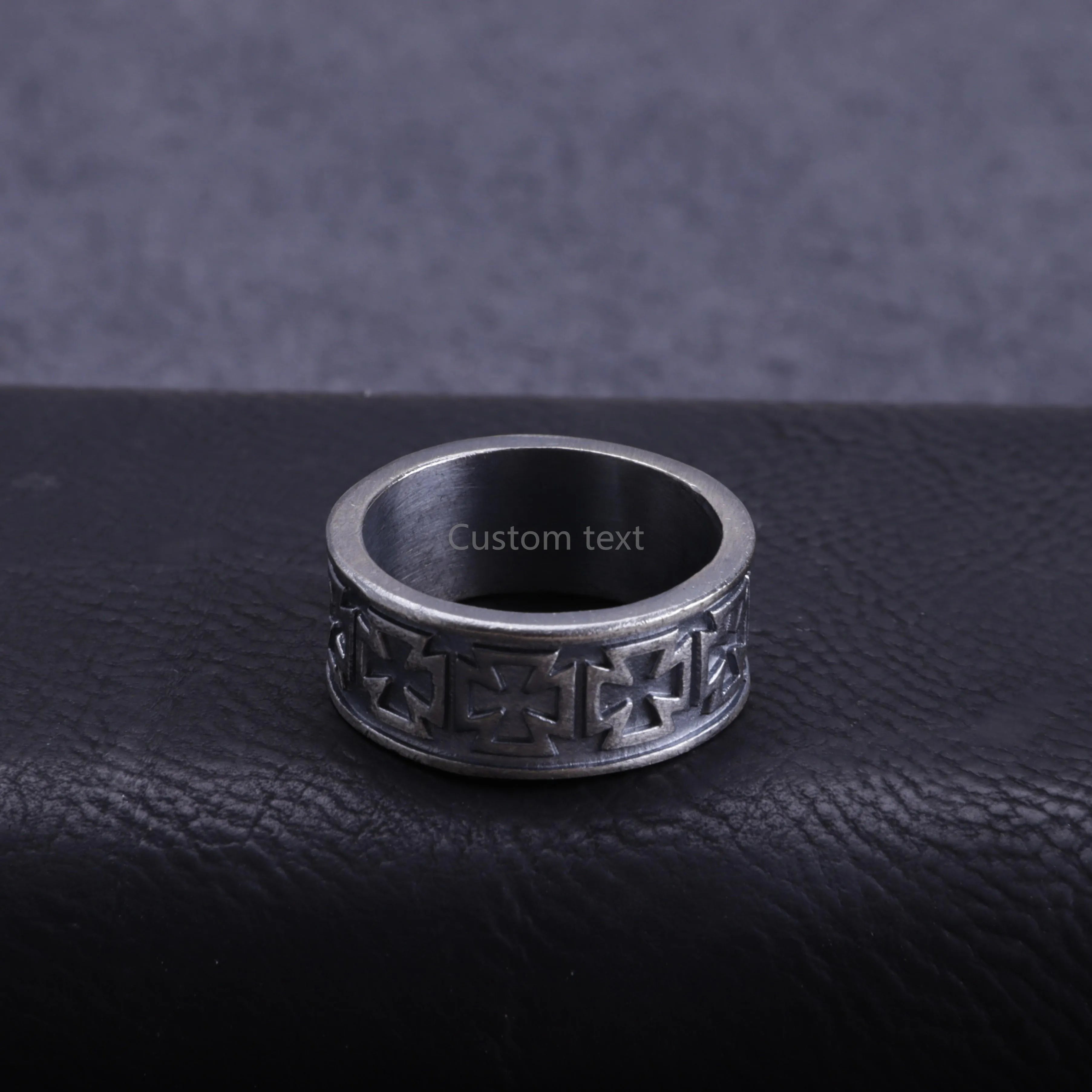 Custom Men's Maltese Cross Ring - Engraved Vintage 925 Sterling Silver Band