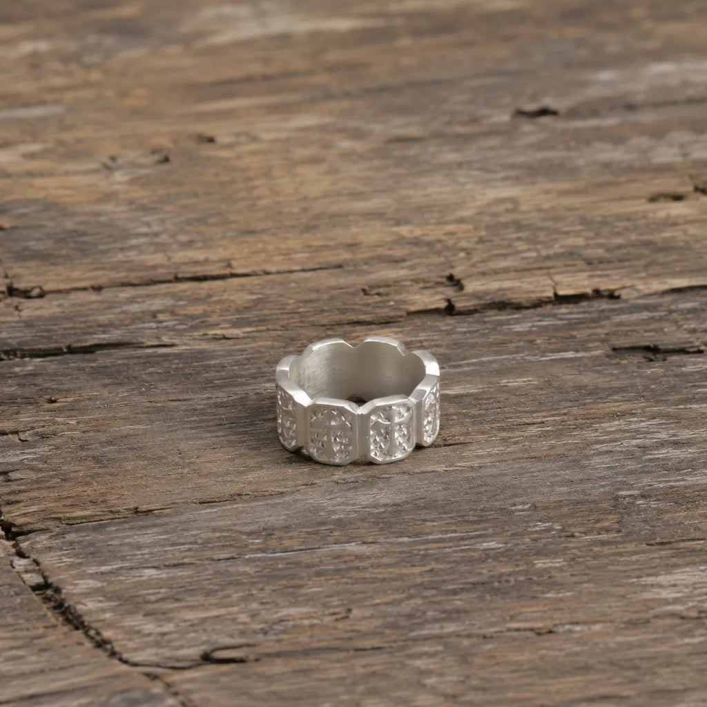 Personalized Mens Vintage 925 Sterling Silver Cross Ring - Custom Engraved Band