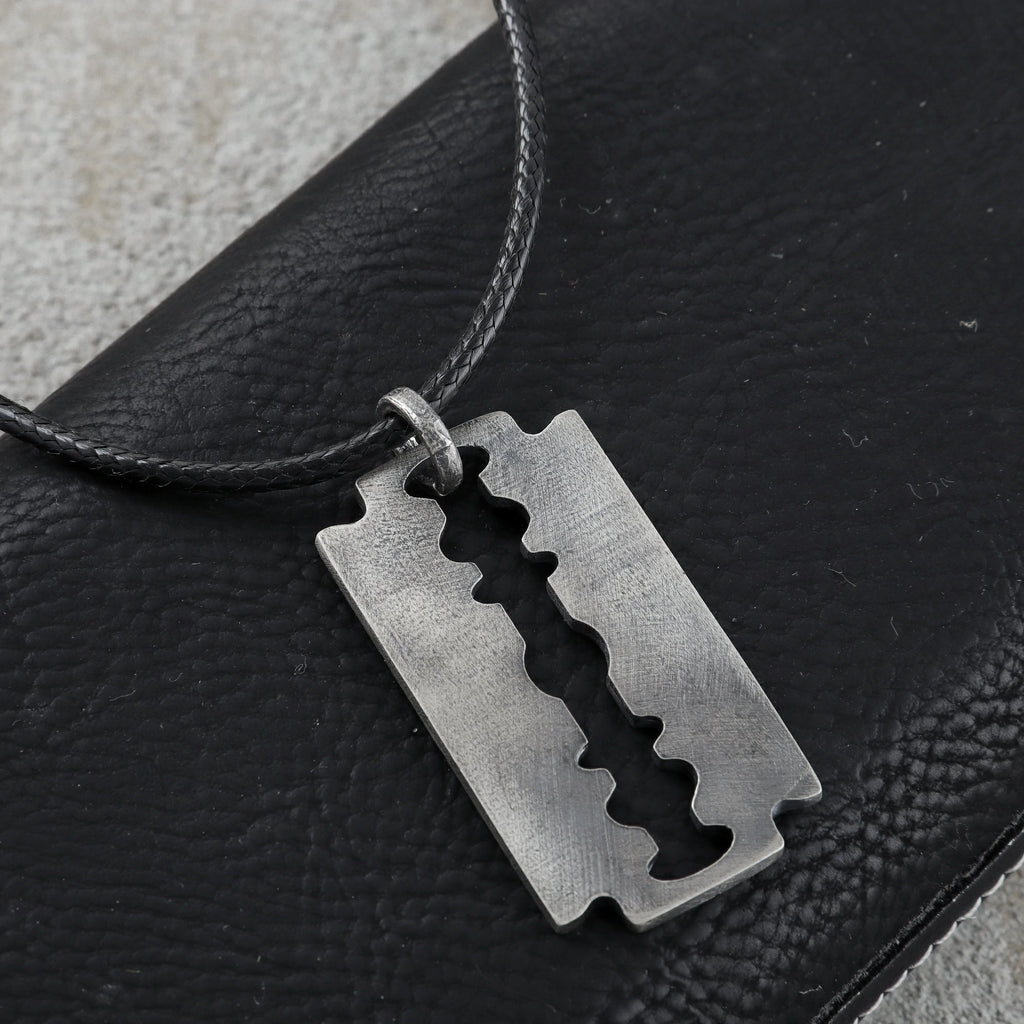 925 Sterling Silver Engravable Blade Pendant, Personalized Punk Necklace Jewelry