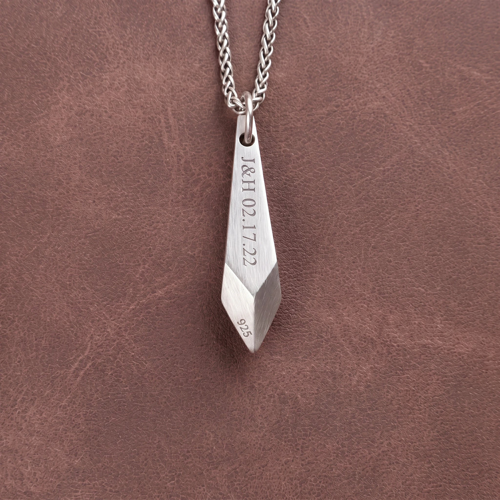 Personalized 925 Sterling Silver Spike Blade Pendant Long Lasting Necklace