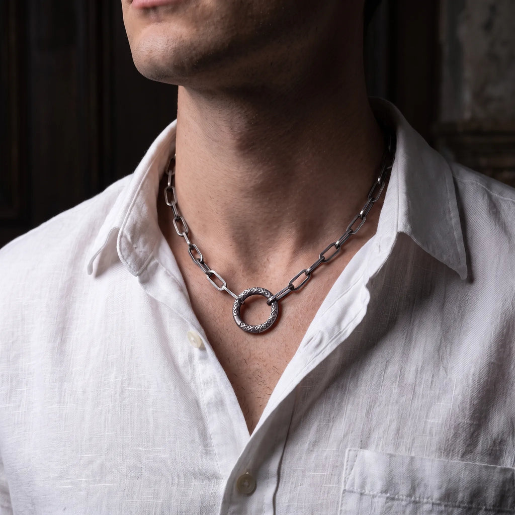 925 Sterling Silver 5mm Thick Paperclip Chain Necklace With Engraved Spring Clasp For Men Gift