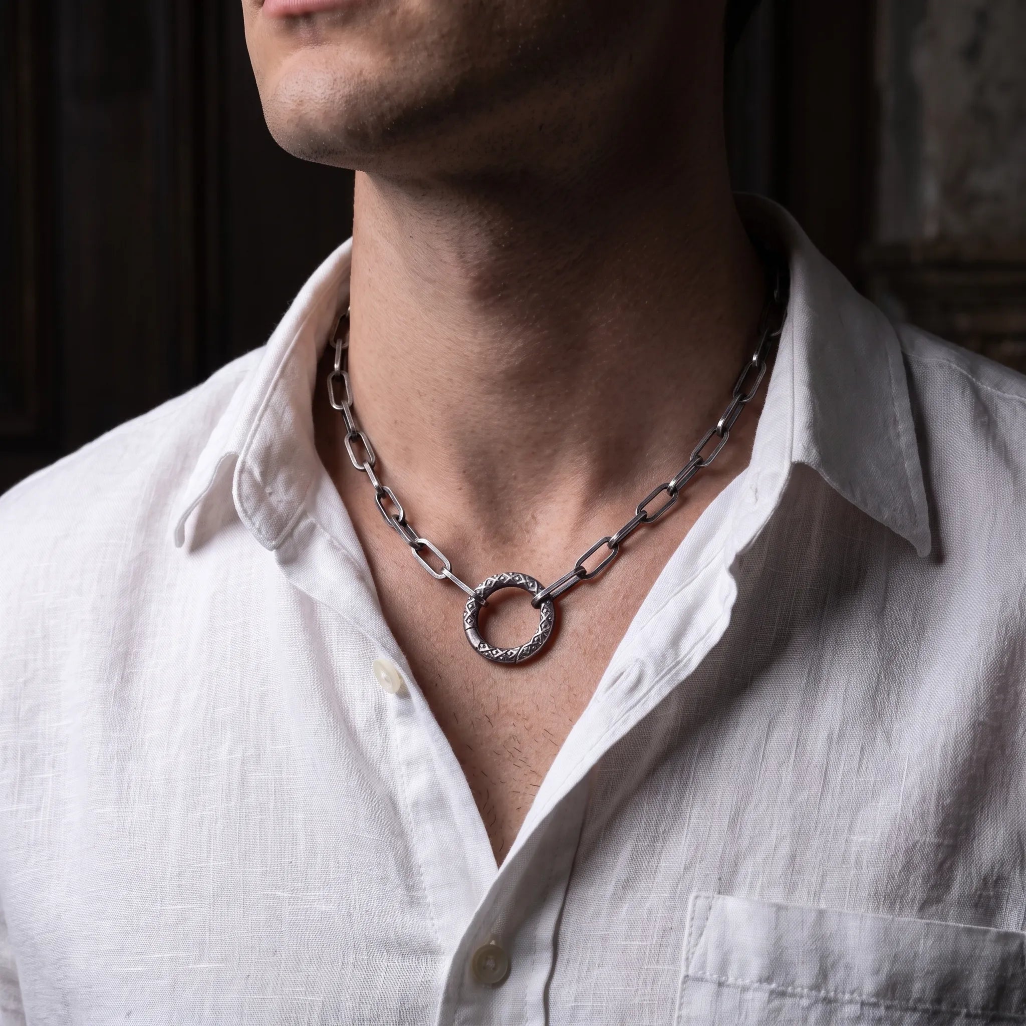 925 Sterling Silver 5mm Thick Paperclip Chain Necklace With Engraved Spring Clasp For Men Gift