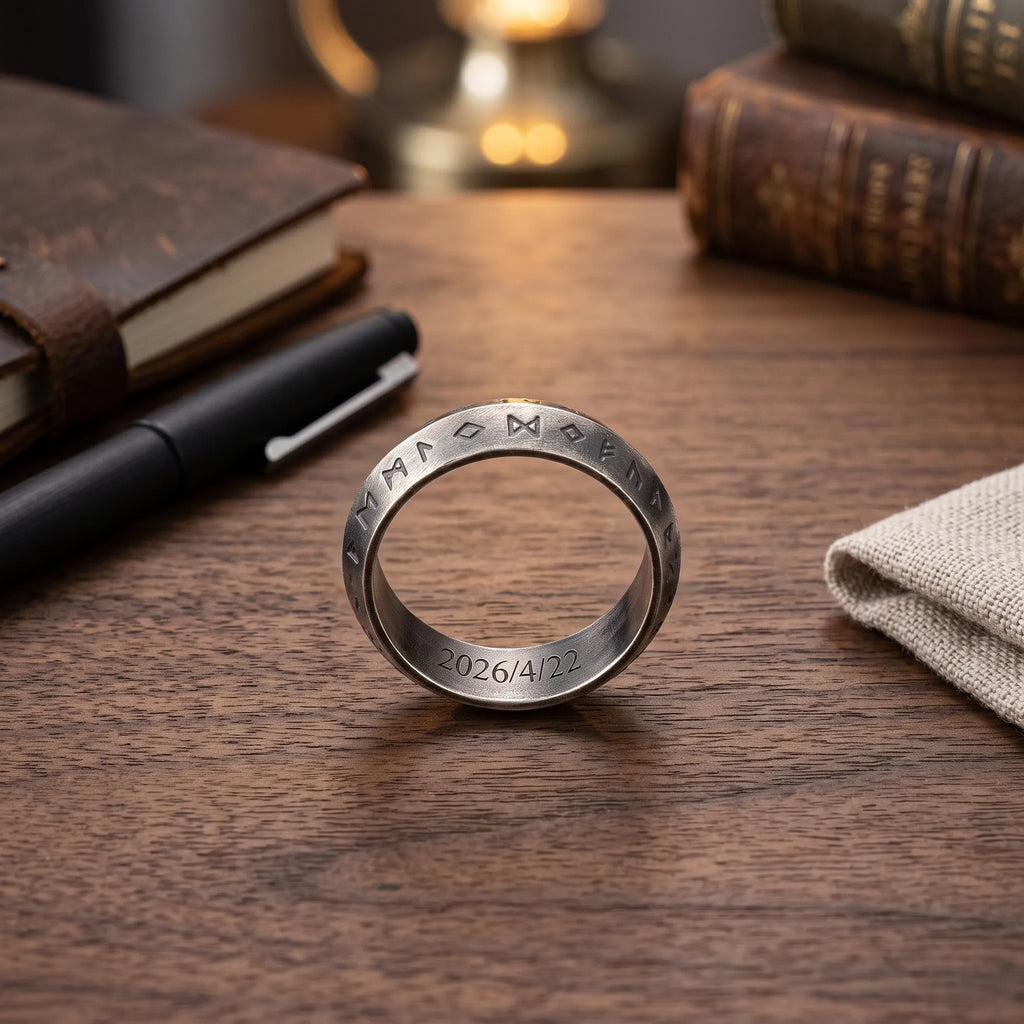 Antique 925 Sterling Silver Viking Rune Ring Custom Engrave Inside Band Talisman Gift
