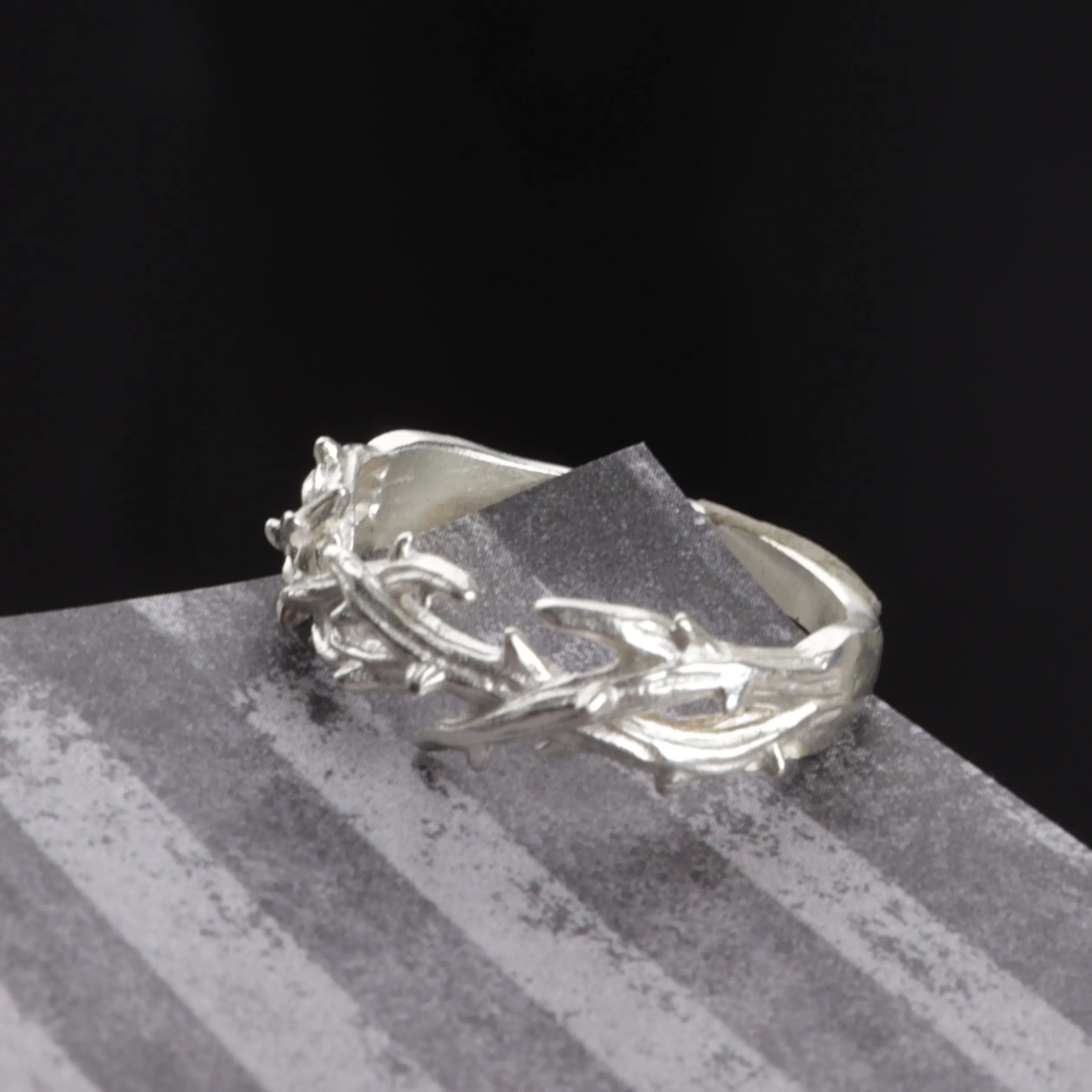 Custom Crown of Thorns 925 Sterling Silver Ring - Personalized Men's Gift