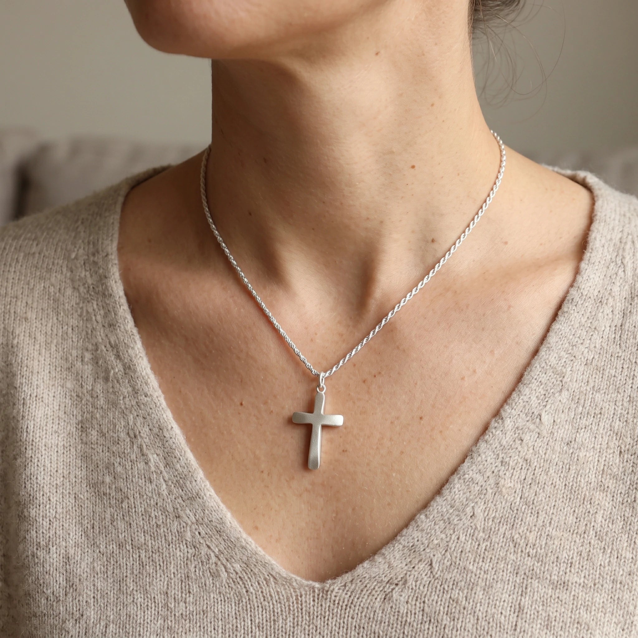 Custom 925 Sterling Silver Domed Cross Pendant for Unshakable Faith and Divine Peace