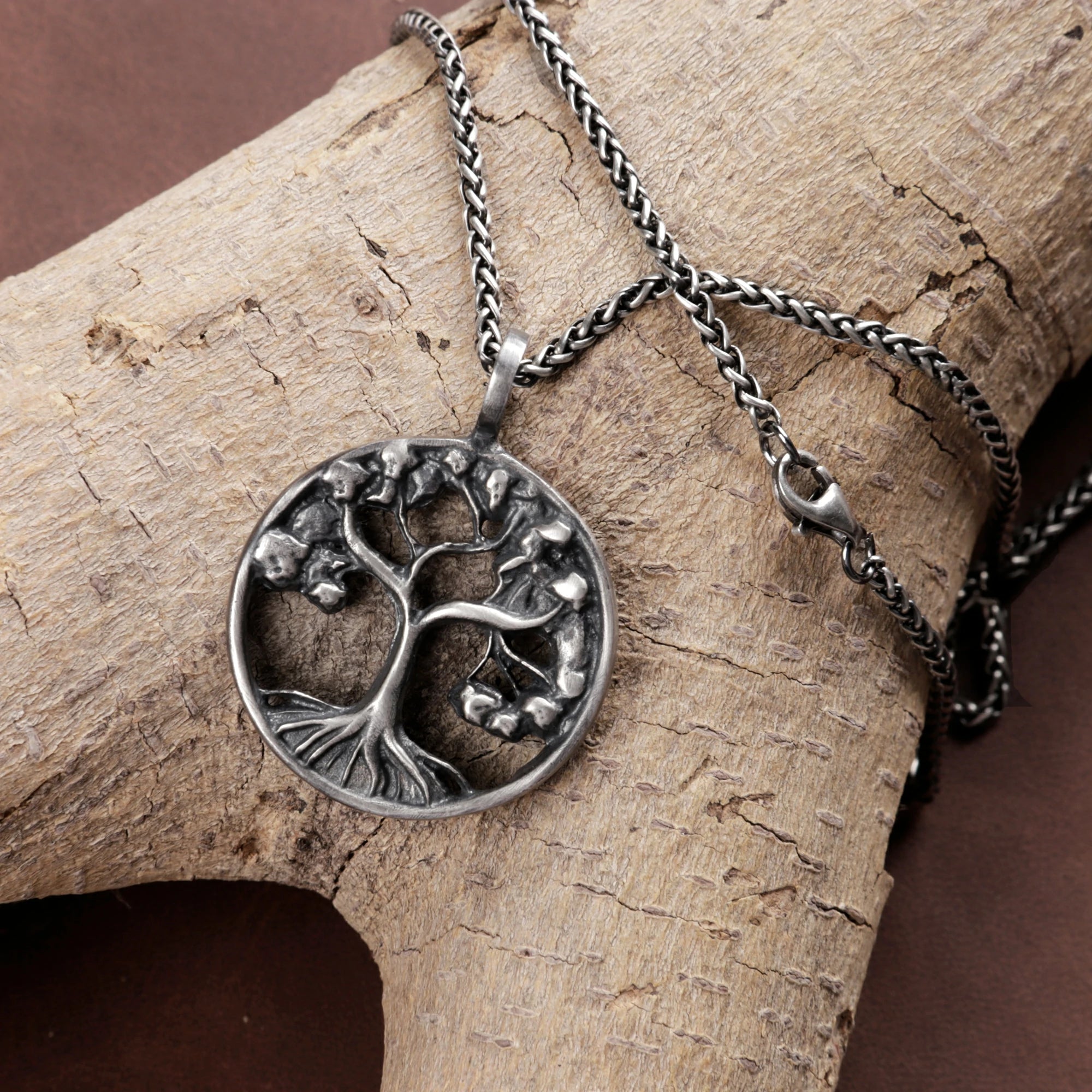 Solid 925 Sterling Silver Tree of Life Pendant Necklace for Strength & Vitality