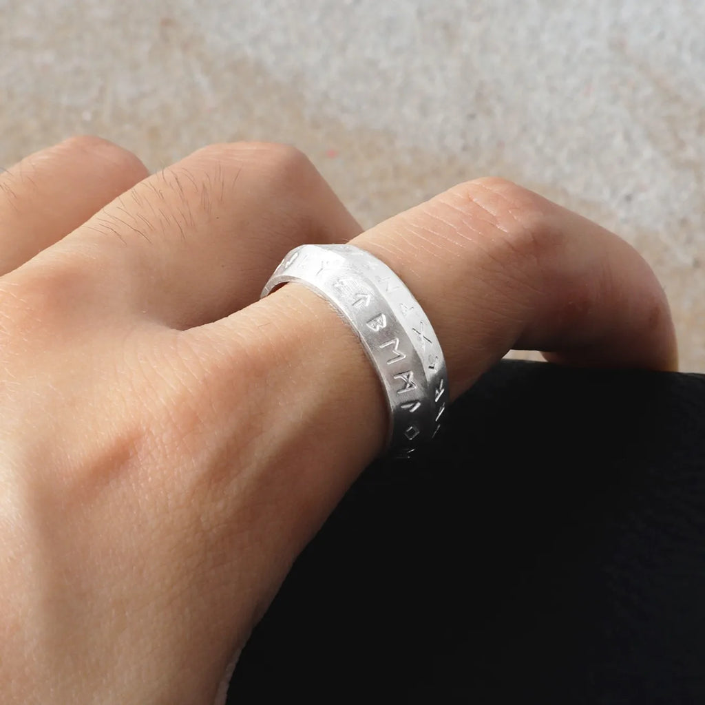Antique 925 Sterling Silver Viking Rune Ring Custom Engrave Inside Band Talisman Gift