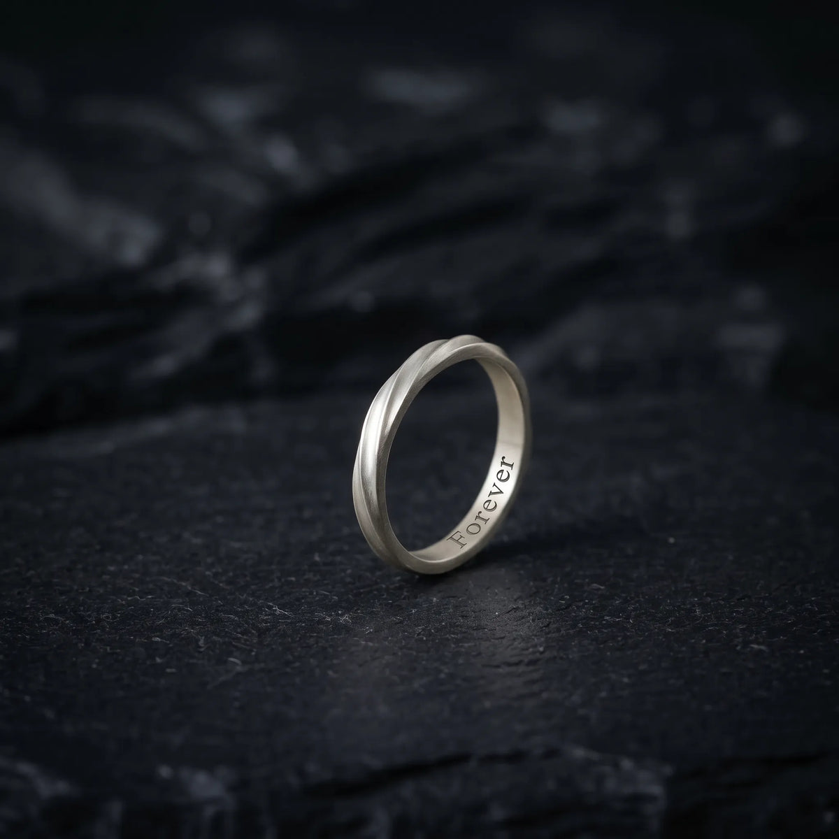 Custom Engraved Twisted 925 Sterling Silver Ring, Personalized Mobius Promise Band, Couple Wedding Ring