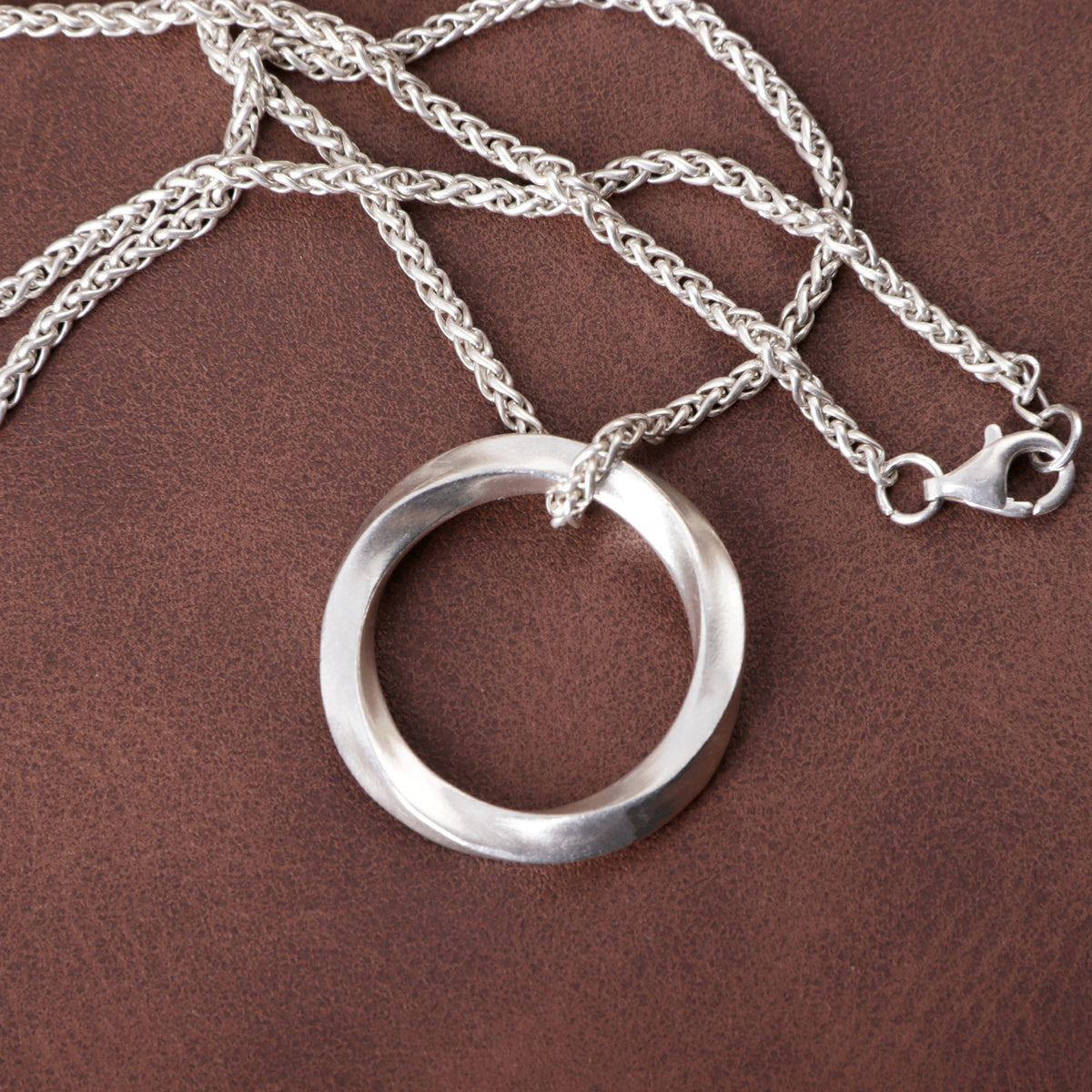 925 Sterling Silver Twisted Mobius Circle Pendant Delivering Minimalist Modern Flow