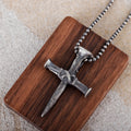 Sacred Grace Crucifixion Nails Cross Necklace, Oxidized 925 Sterling Silver Devotional Faith Pendant