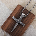 Sacred Grace Crucifixion Nails Cross Necklace, Oxidized 925 Sterling Silver Devotional Faith Pendant