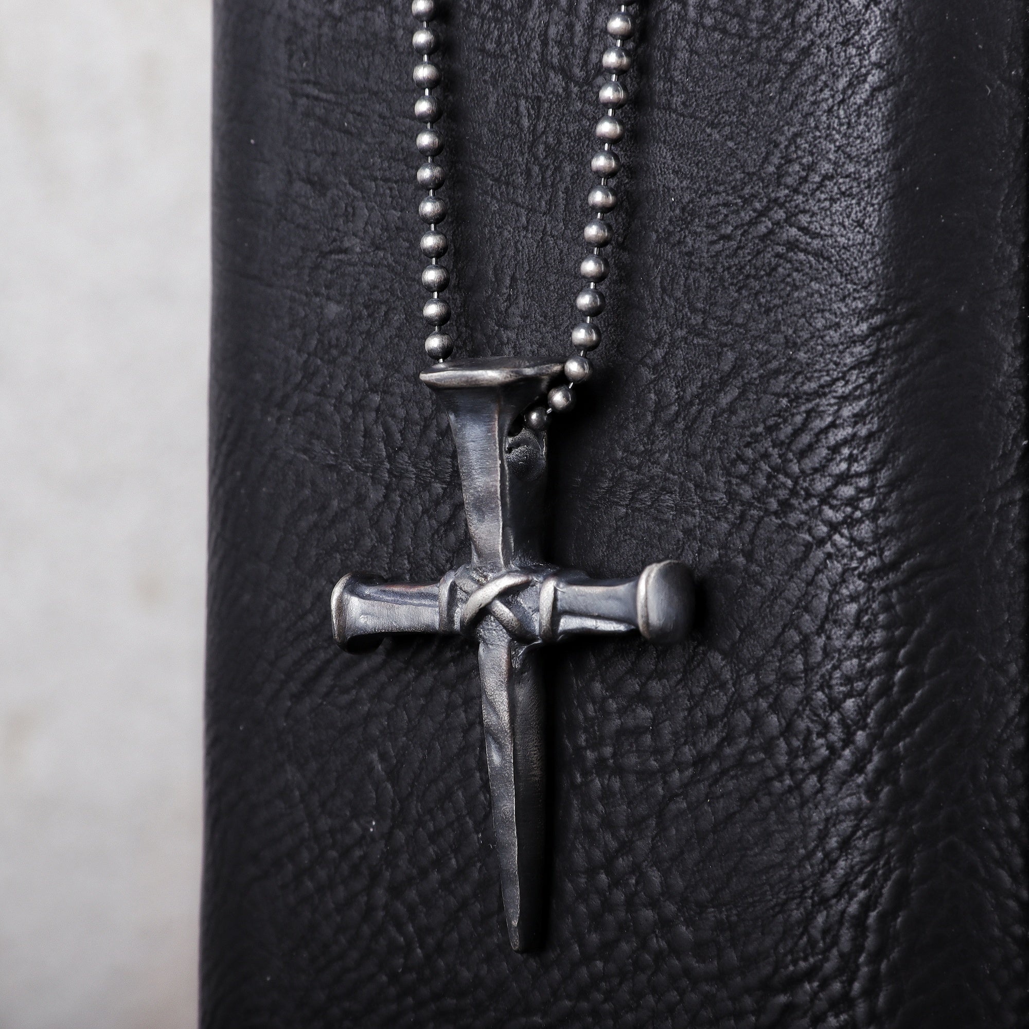 Sacred Grace Crucifixion Nails Cross Necklace, Oxidized 925 Sterling Silver Devotional Faith Pendant