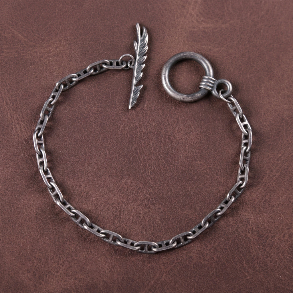 925 Sterling Silver Feather Clasp Anchor Chain Durable Bracelet Gift for Women