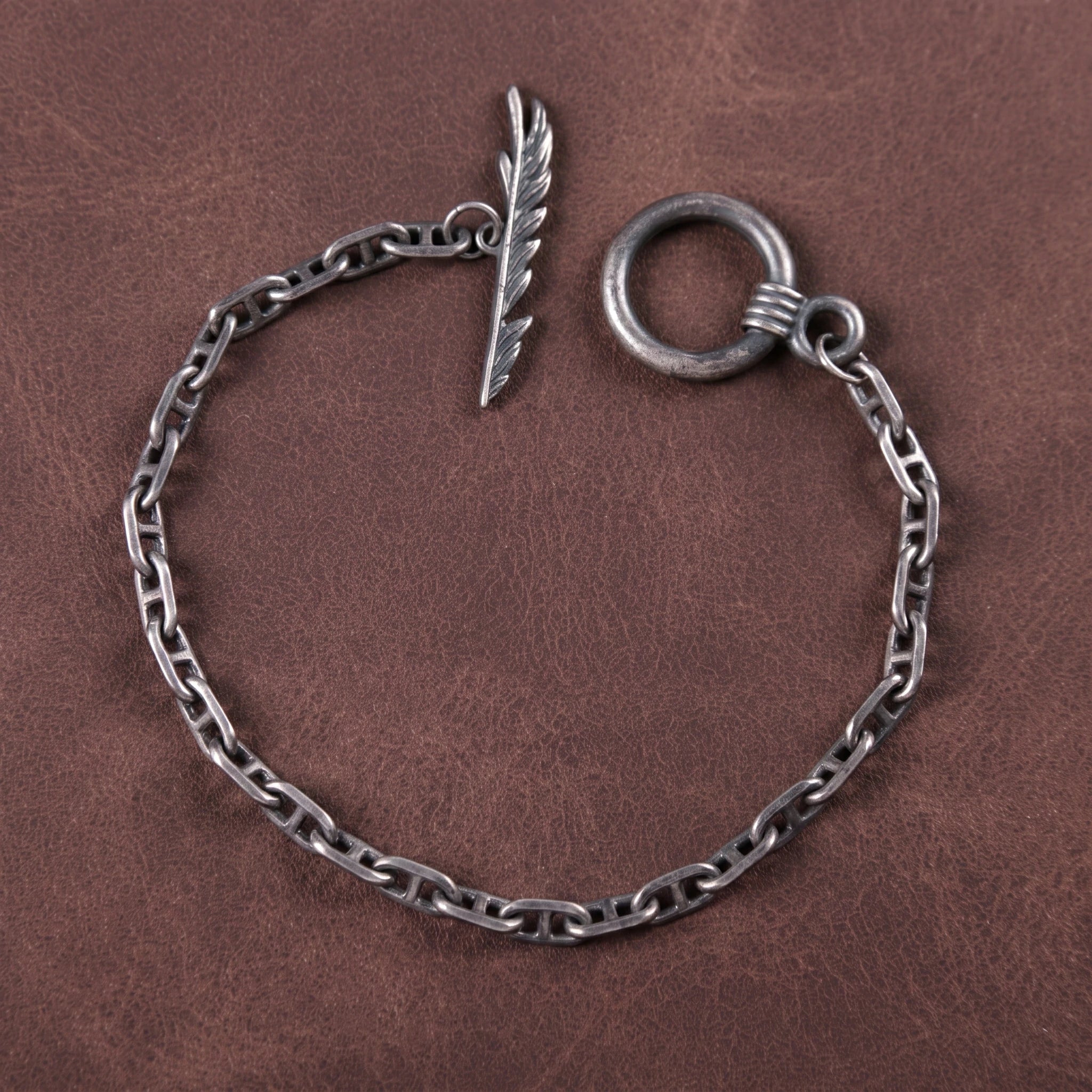 925 Sterling Silver Feather Clasp Anchor Chain Durable Bracelet Gift for Women