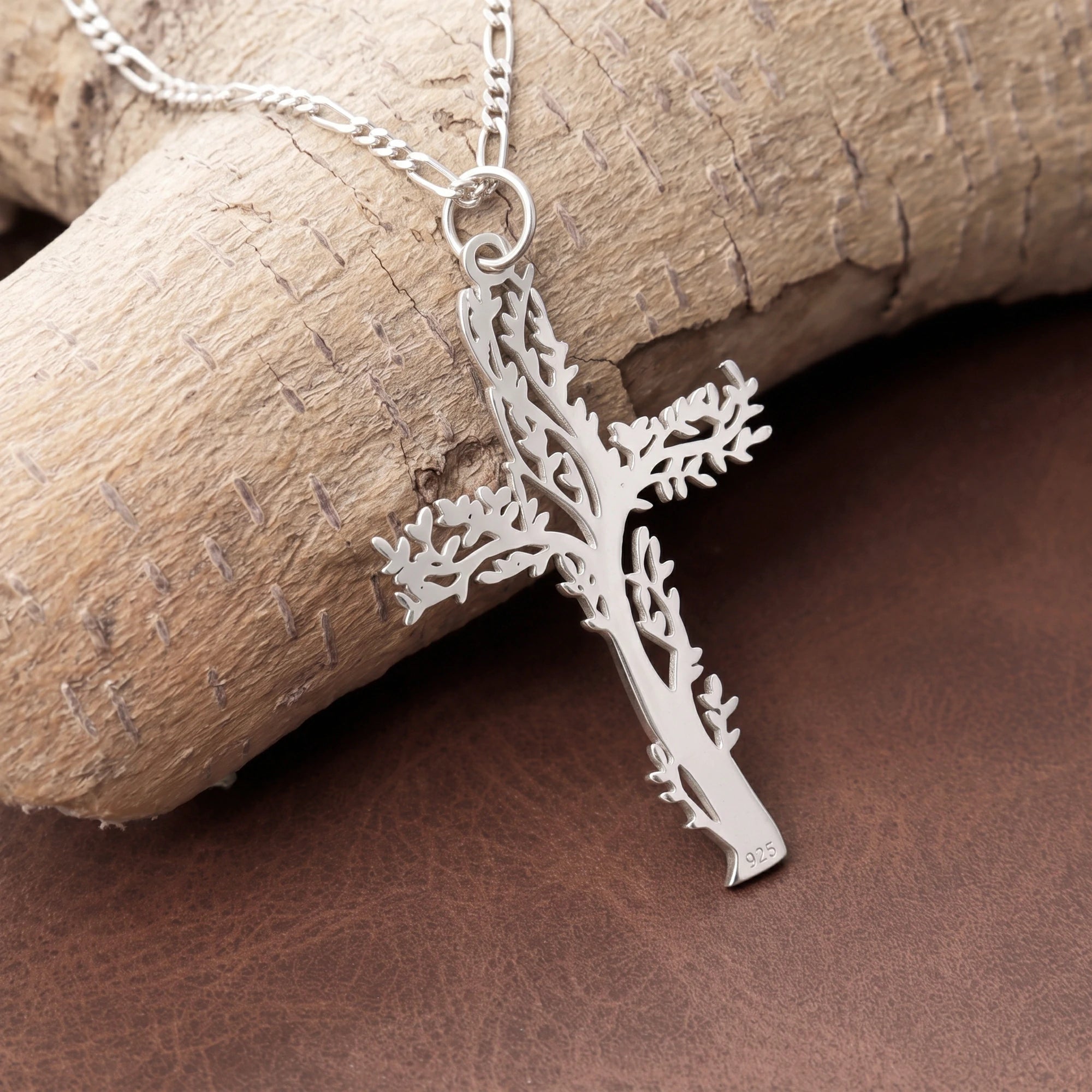 925 Sterling Silver Tree of Life Cross Pendant Offering Renewal and Eternal Life