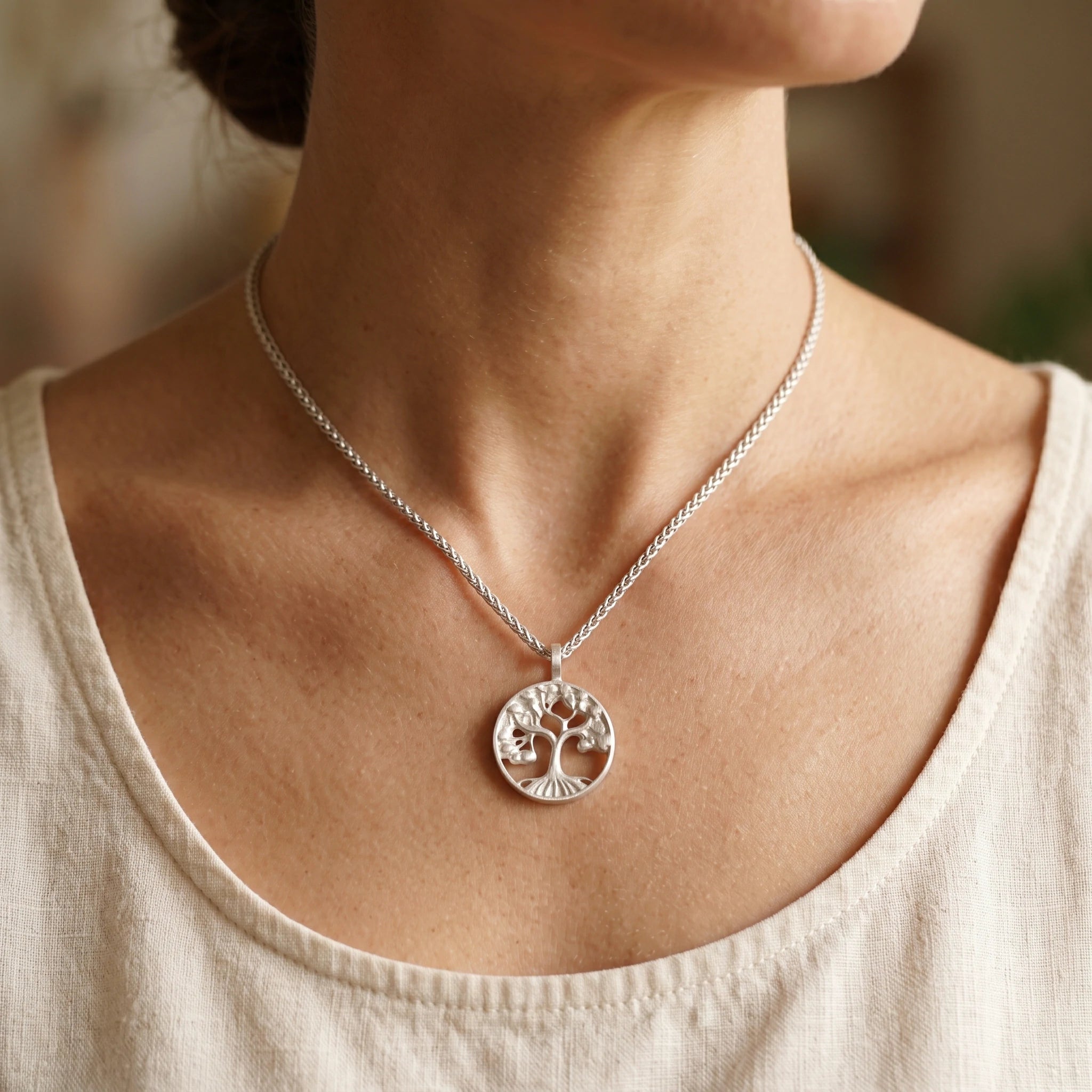 Solid 925 Sterling Silver Tree of Life Pendant Necklace for Strength & Vitality
