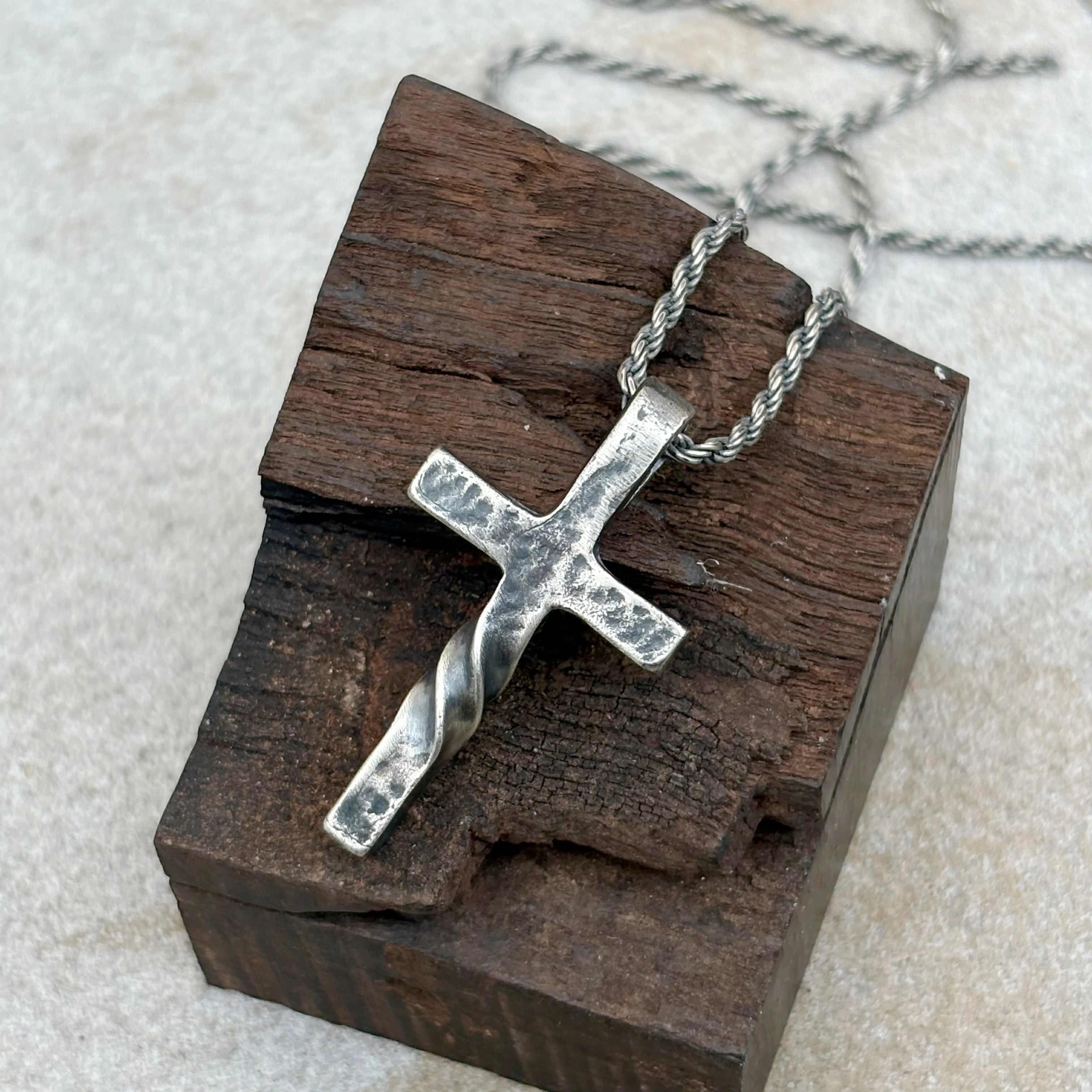 Unwavering Spirit Twisted Cross Pendant, 925 Sterling Silver Faith Amulet