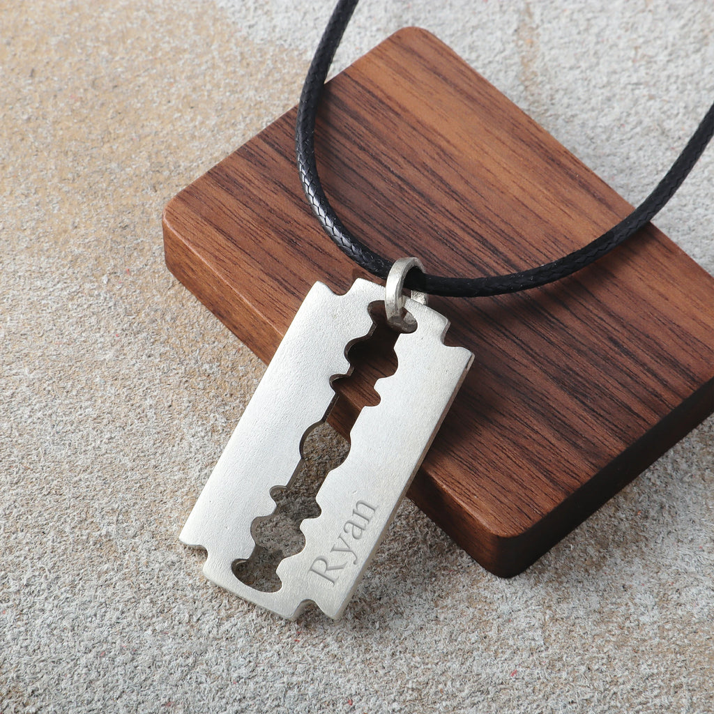 925 Sterling Silver Engravable Blade Pendant, Personalized Punk Necklace Jewelry