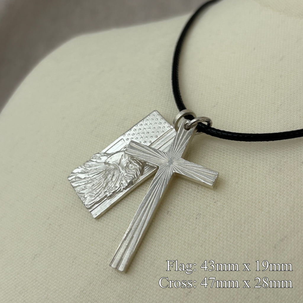 Sovereign Wings Radiant Cross, Solid 925 Sterling Silver Faith & Freedom Necklace