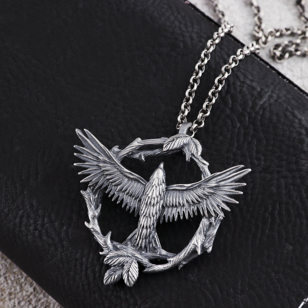 925 Sterling Silver Soaring Eagle Wreath Durable Freedom Pendant Necklace