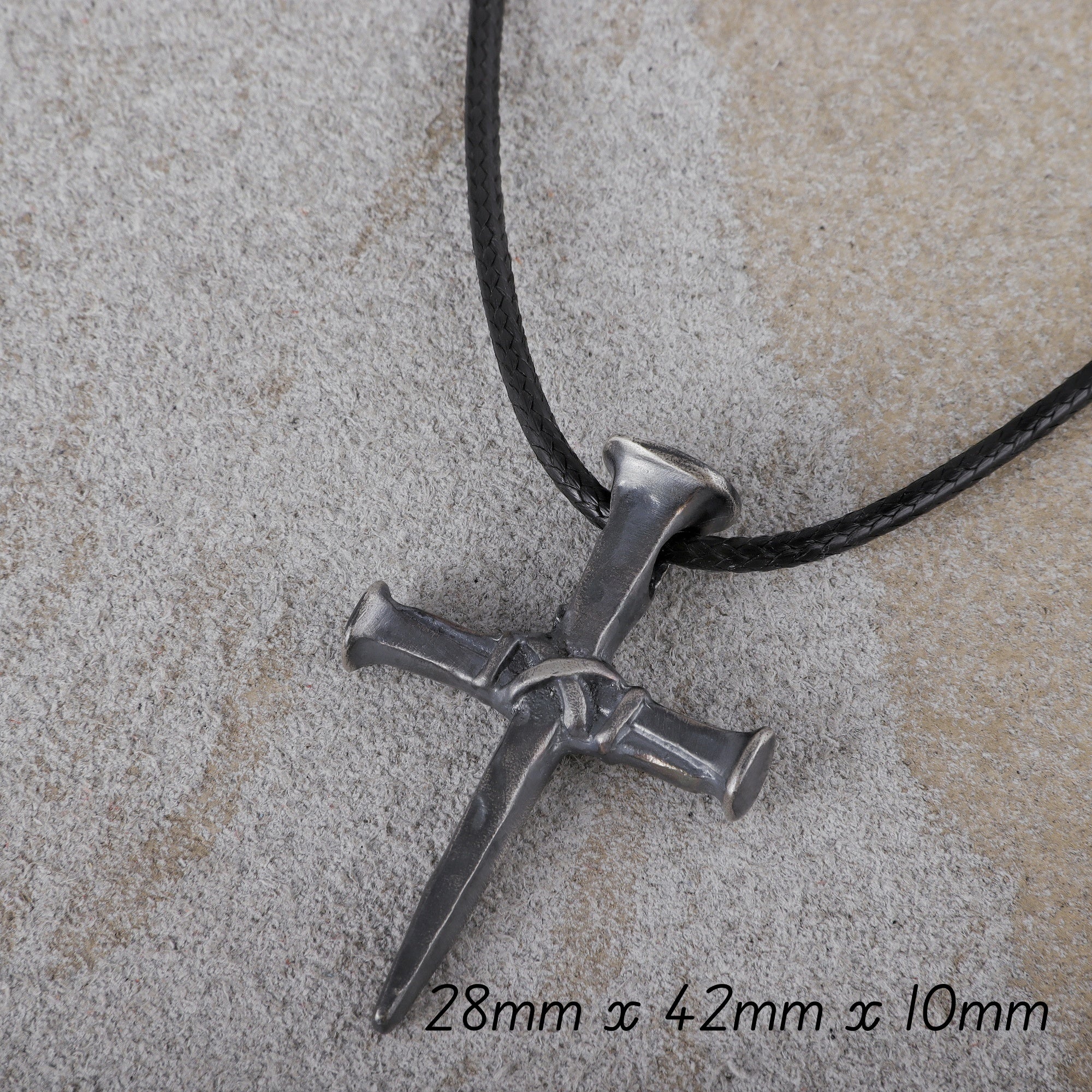 Sacred Grace Crucifixion Nails Cross Necklace, Oxidized 925 Sterling Silver Devotional Faith Pendant