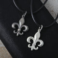 925 Sterling Silver Fleur-de-Lis Pendant Necklace, Vintage Beaded Lily Jewelry