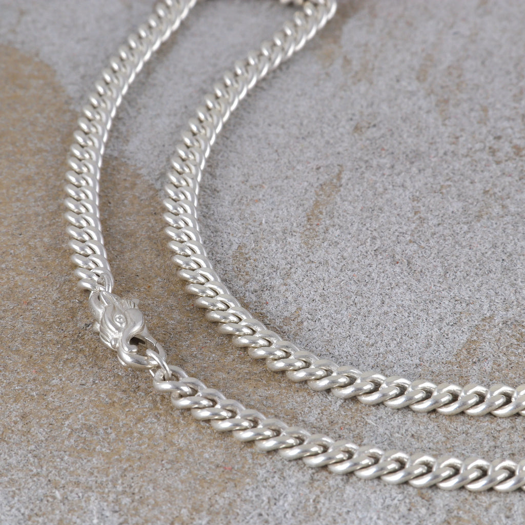 925 Sterling Silver Cuban Chain, Unique Dragon Head Lobster Clasp, 3mm–8mm Sizes, Birthday Gift for Men