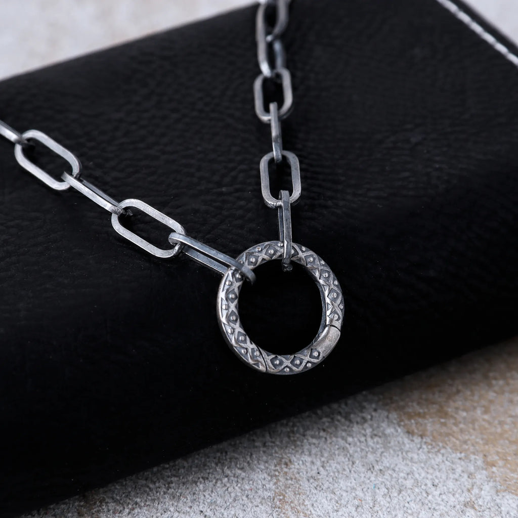925 Sterling Silver 5mm Thick Paperclip Chain Necklace With Engraved Spring Clasp For Men Gift