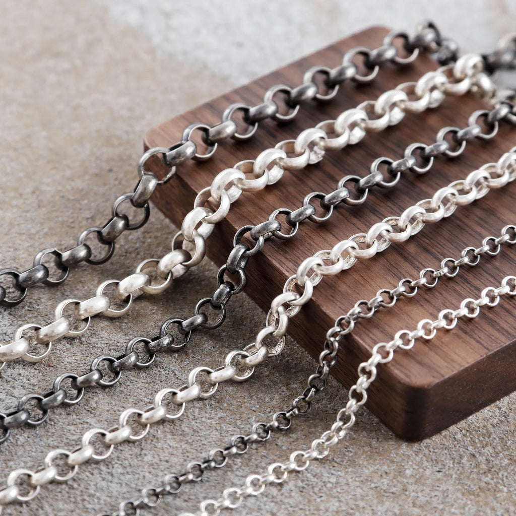 925 Sterling Silver Belcher Rolo Chain, Unisex Pendant Necklace, 3mm-8mm Sizes