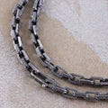 Men's Engraved Rectangle Link Chain • Oxidized 925 Sterling Silver Necklace