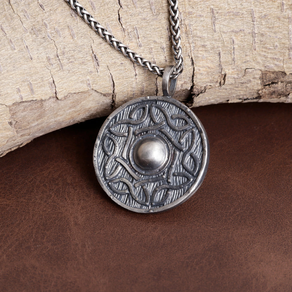 925 Sterling Silver Viking Shield Pendant Offering Rugged Strength And Timeless Style