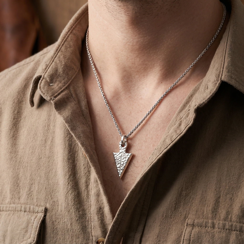 925 Sterling Silver Norse Arrowhead Pendant Channeling Raw Power And Focus
